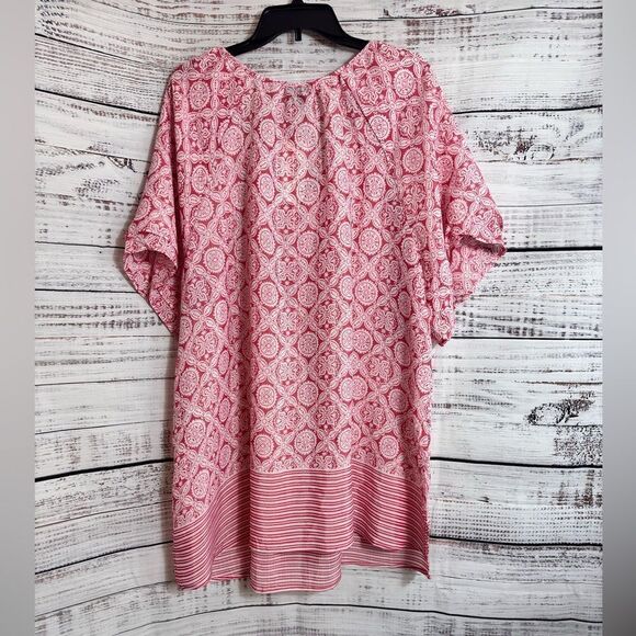 Evans Top Womens Plus Size 22/24 peasant Medallion Border Boho Tunic Tassels New - Picture 4 of 14